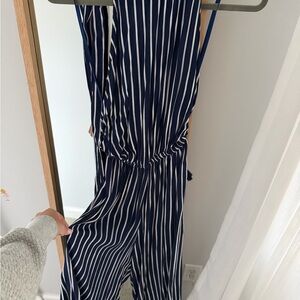 Striped Navy and White Jumpsuit